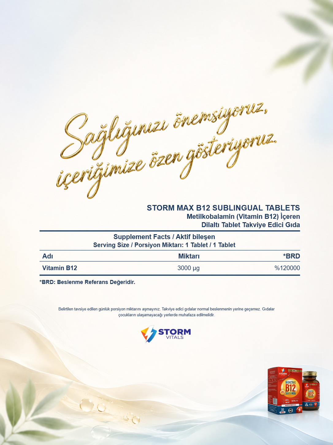 Storm Vitals Bioactive B12 3000mcg 30 Tablet