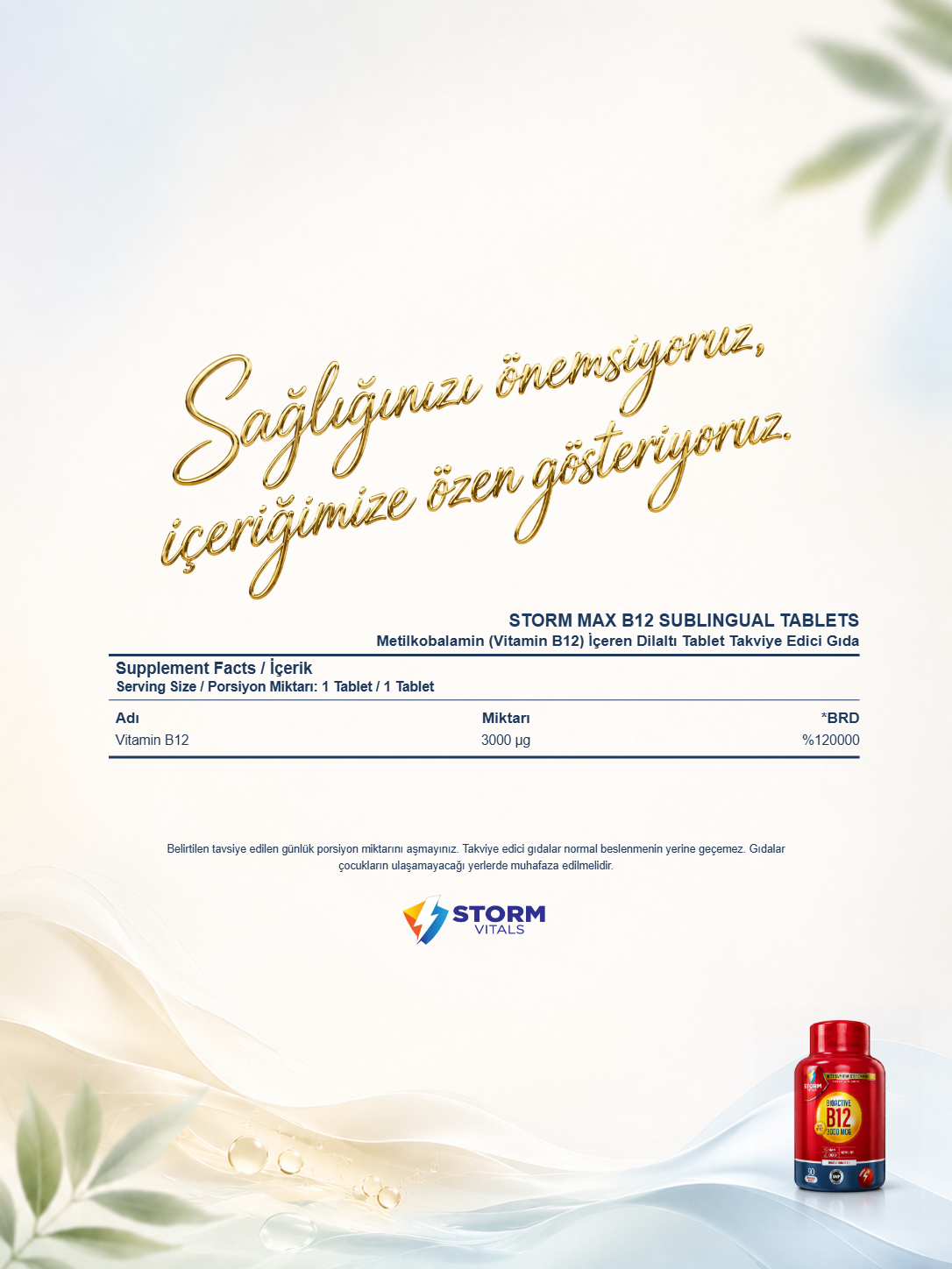 Storm Vitals Bioactive B12 3000mcg 90 Tablet